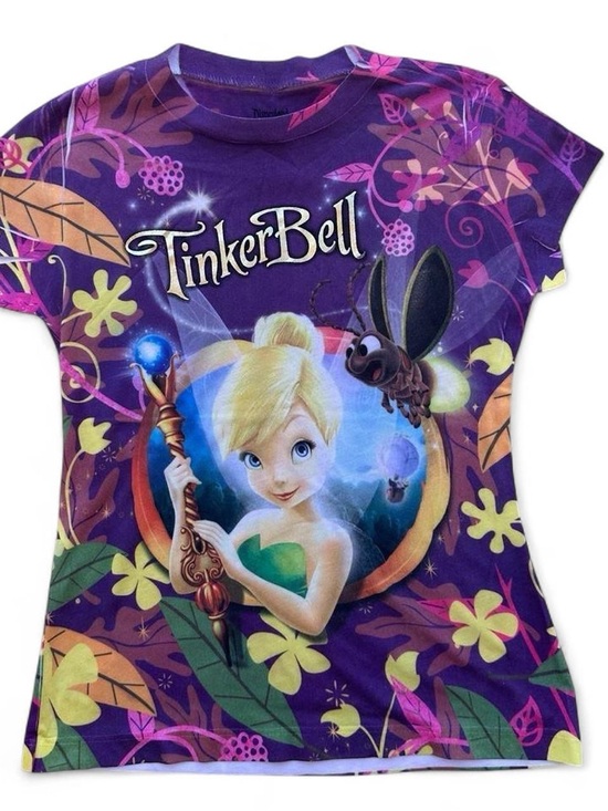 Disney Other - Disney Tinker Bell Purple Floral Short Sleeve Tee size small
